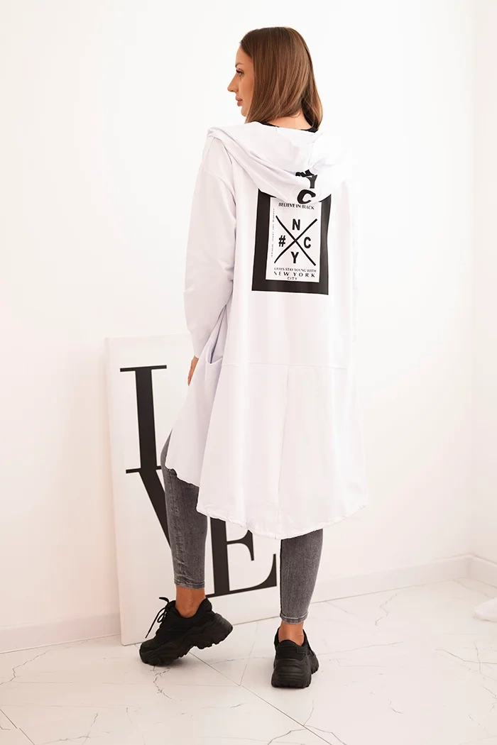 Oversize white cape with hood