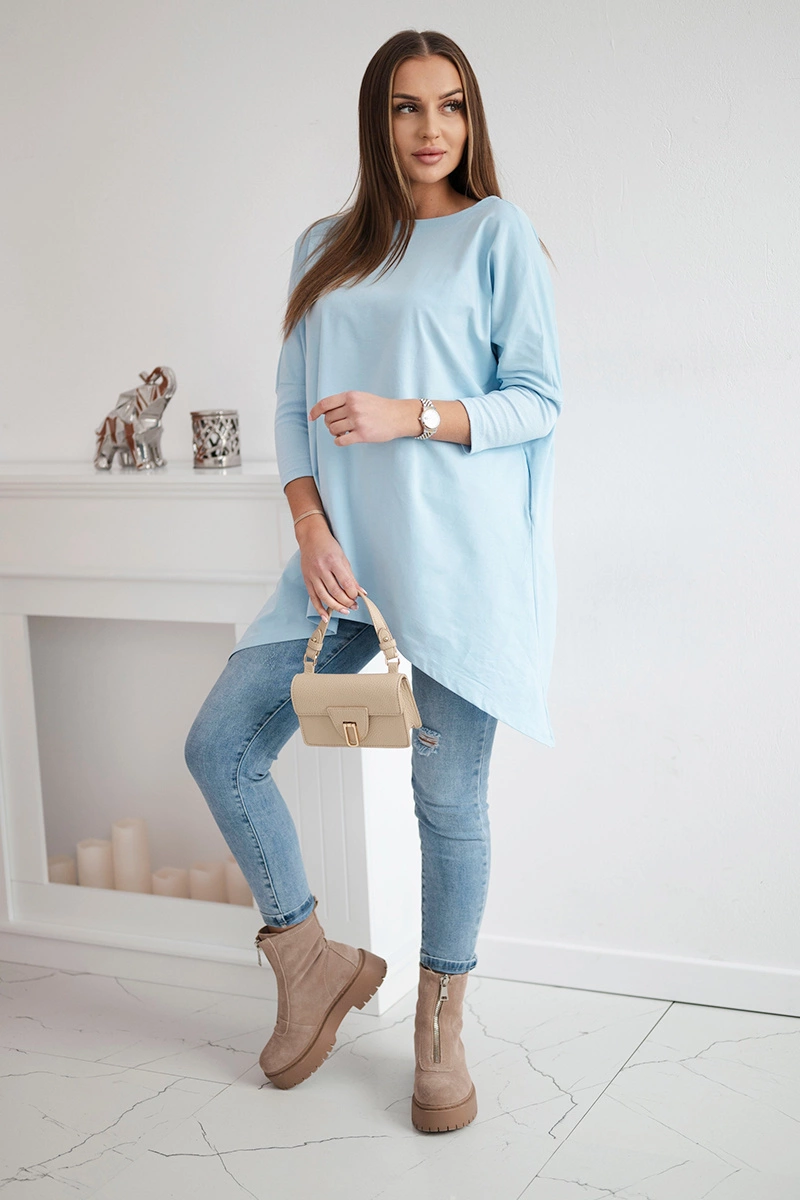 Oversize blouse in azure color