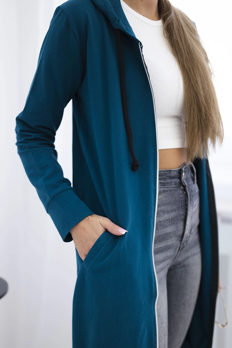 Navy dress with hood and hood
