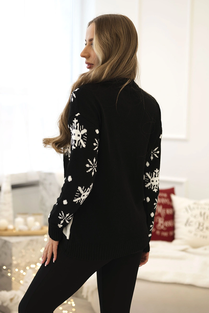 Christmas sweater with black snowman