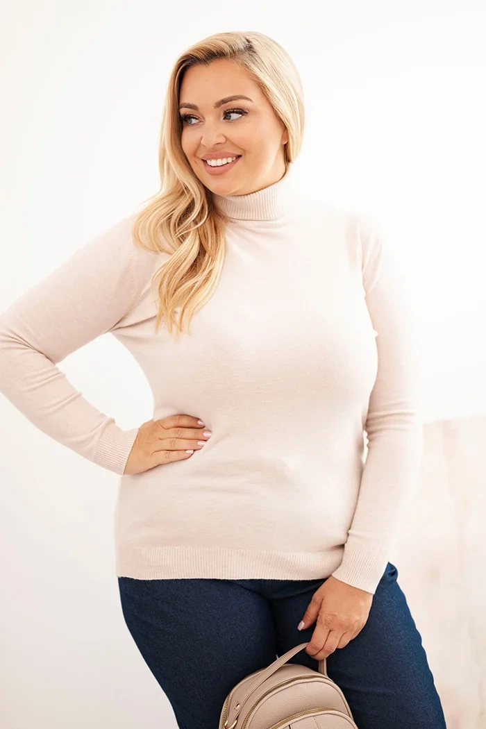 Kesi Włoski Plus Size women's sweater in classic cut viscose beige