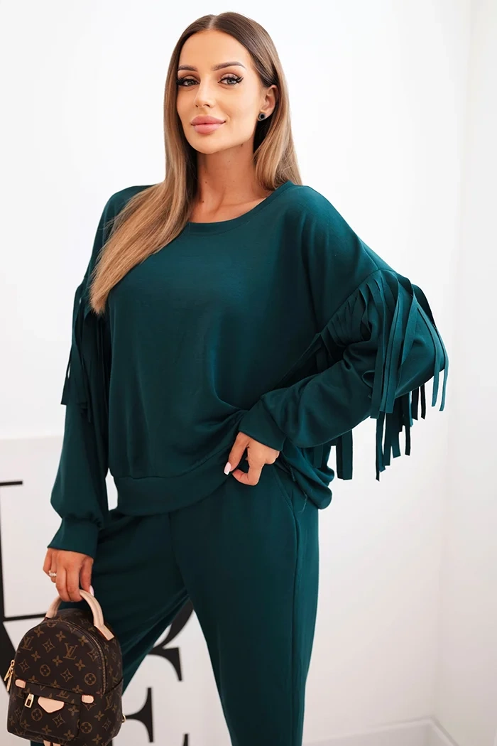 Kesi Włoski Women&#039;s butter set with fringes on the sleeves teal