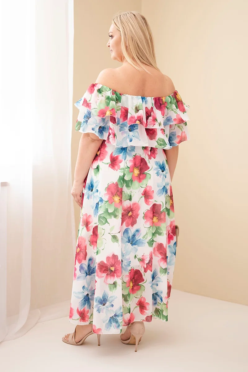 Kesi plus size maxi šaty s volánikmi