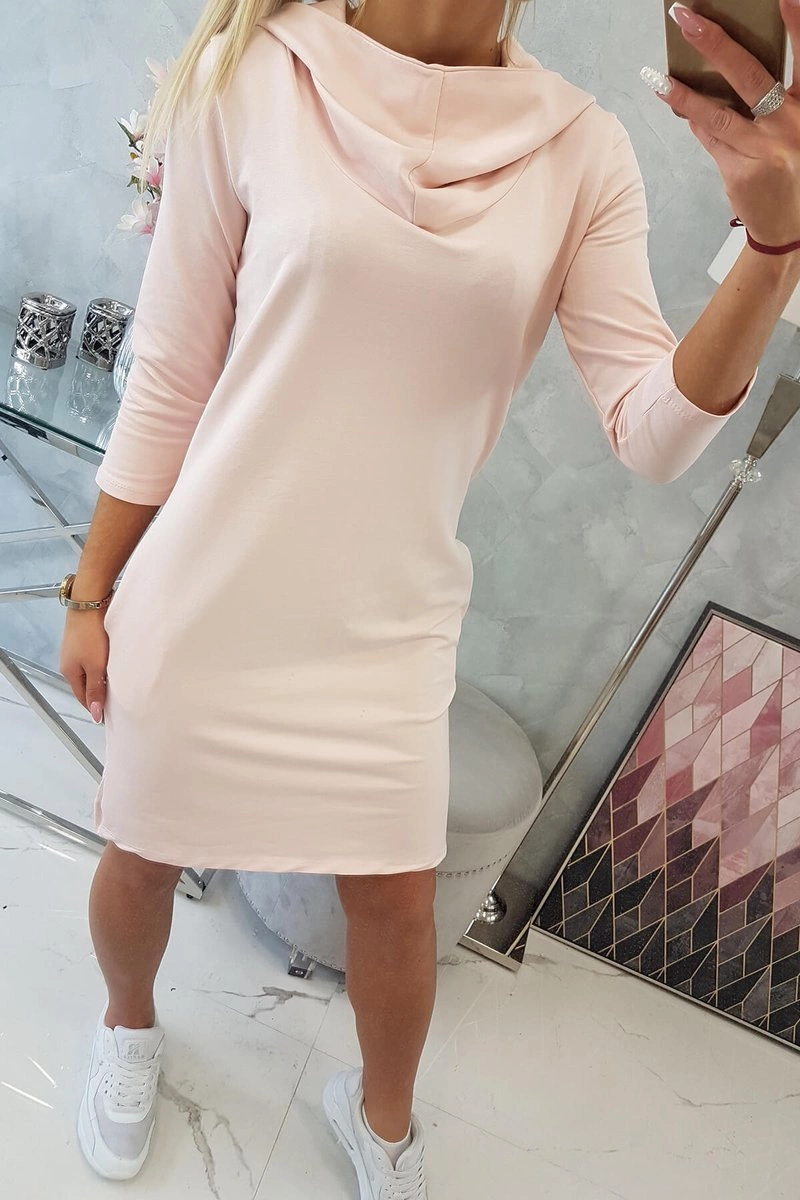 Dress with hood and pockets powder pink