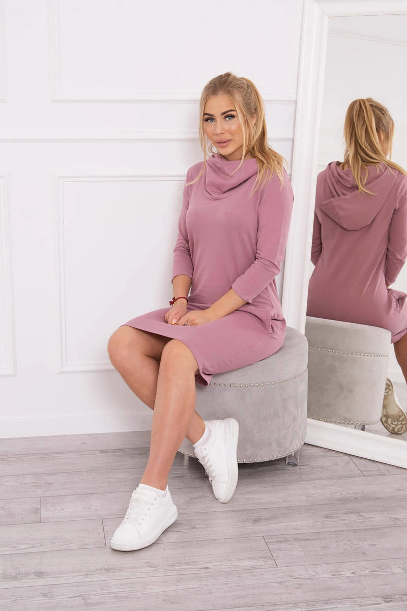 Dress with hood and pockets navy pink