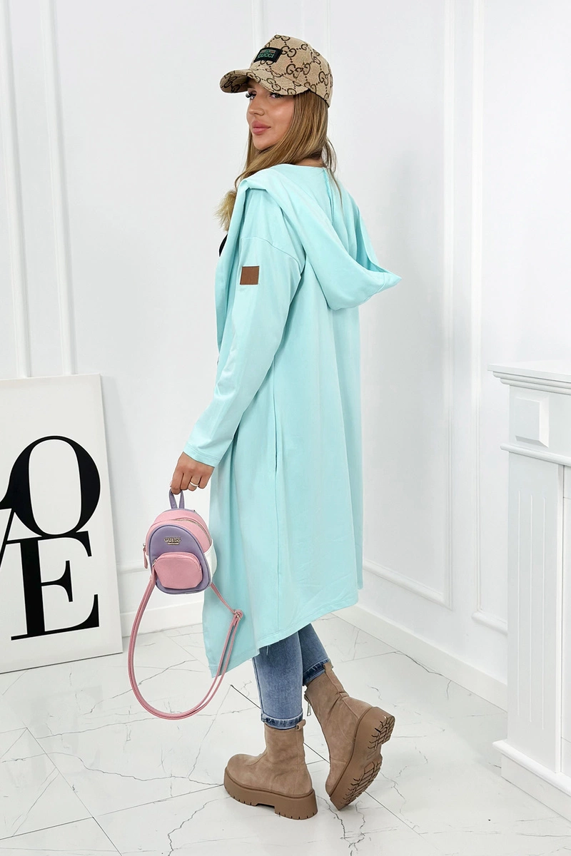 Long hooded cardigan mint
