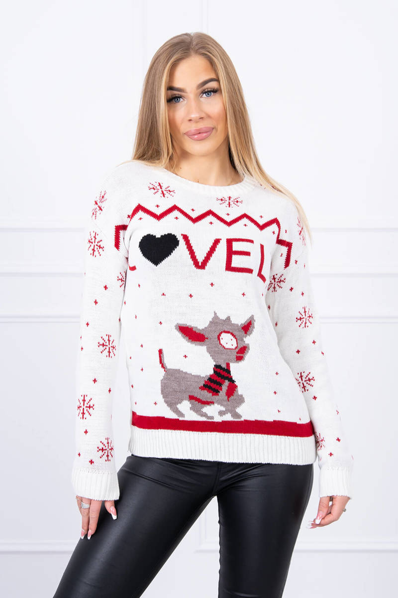 Christmas Sweater With Ecru Inscription