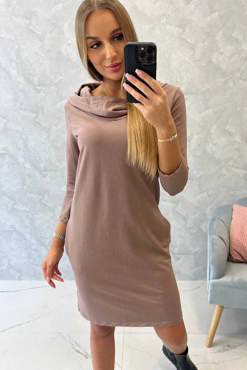 Dress with hood and mocha pockets