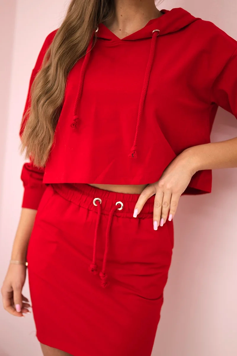 Set of sweatshirt with red skirt