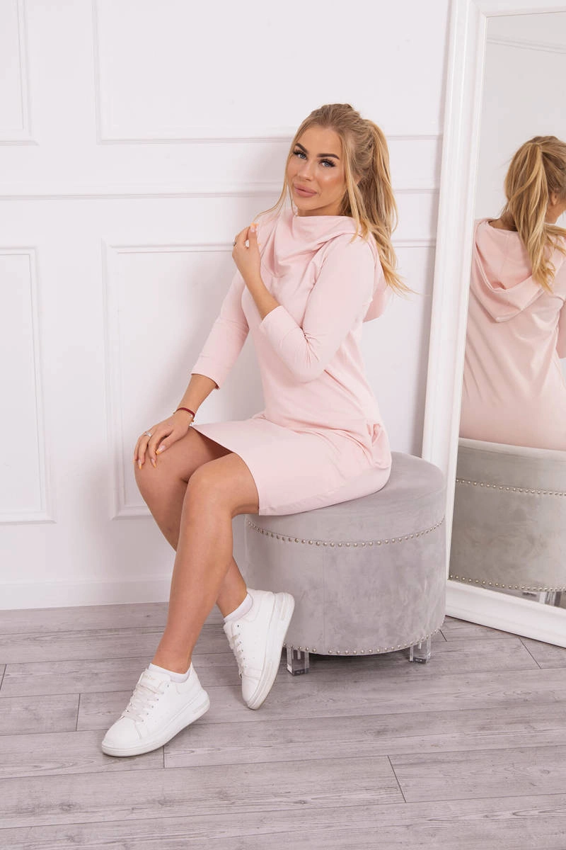 Dress with hood and pockets powder pink