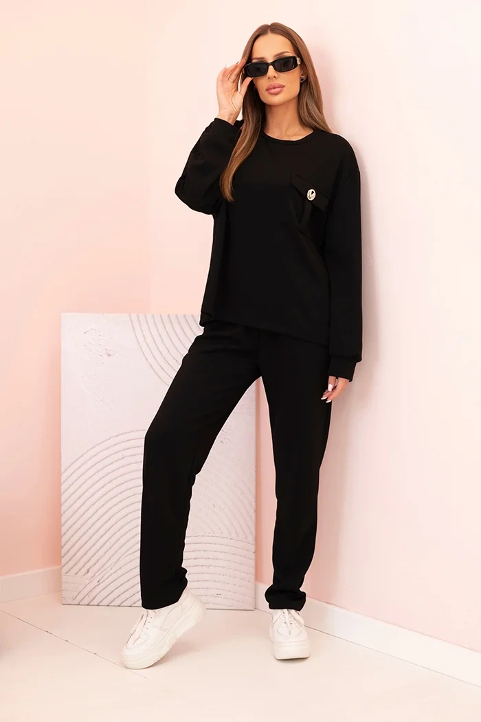 Kesi Włoski Women&#039;s set buttercream sweatshirt and pants with elastic black