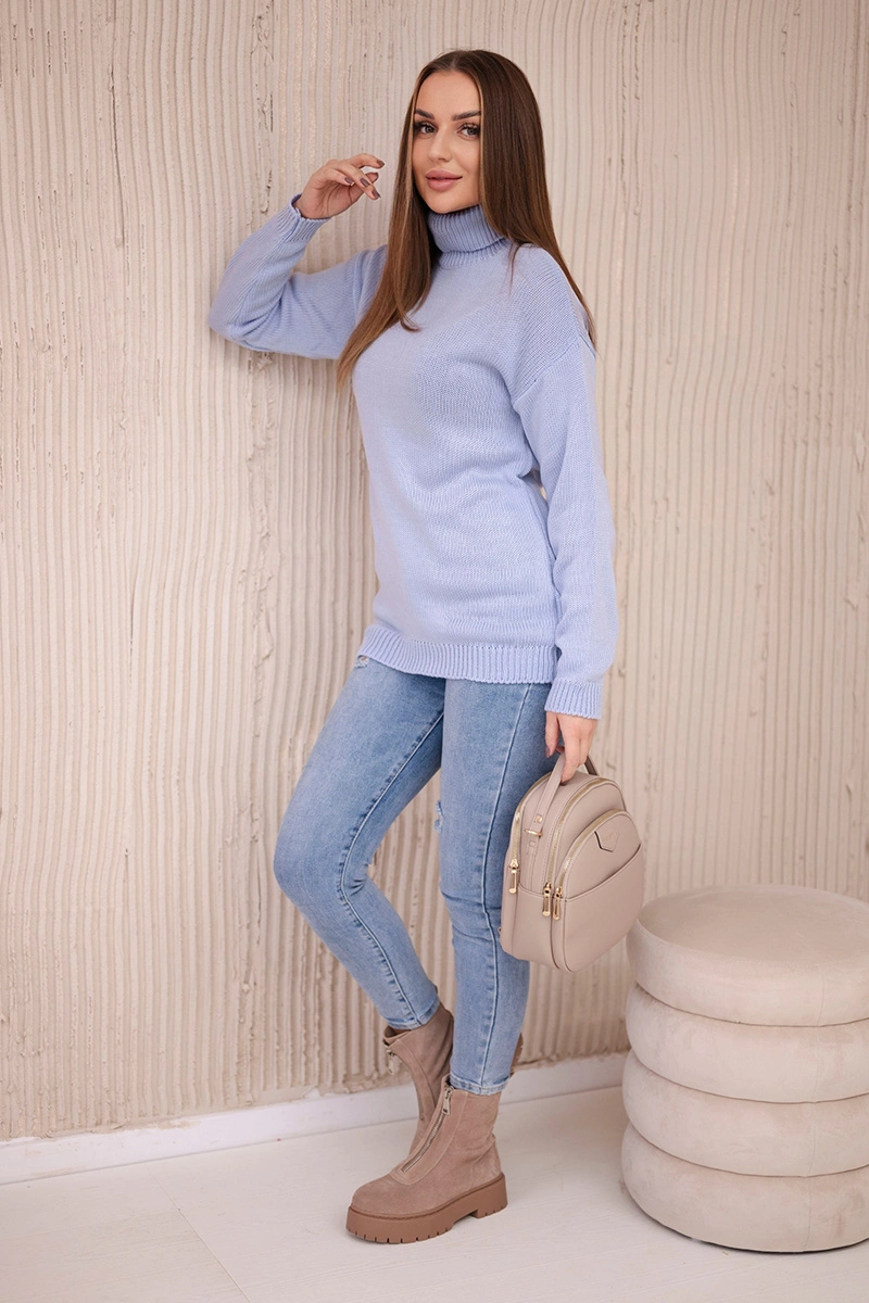 Blue turtleneck sweater