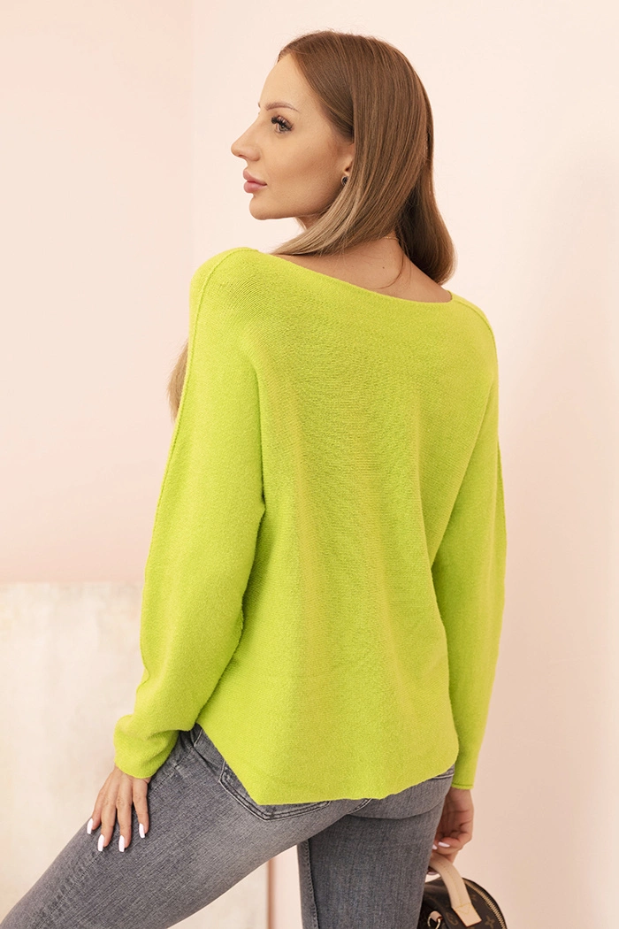 Kesi Włoski Women's sweater with viscose and V-neck pistachio