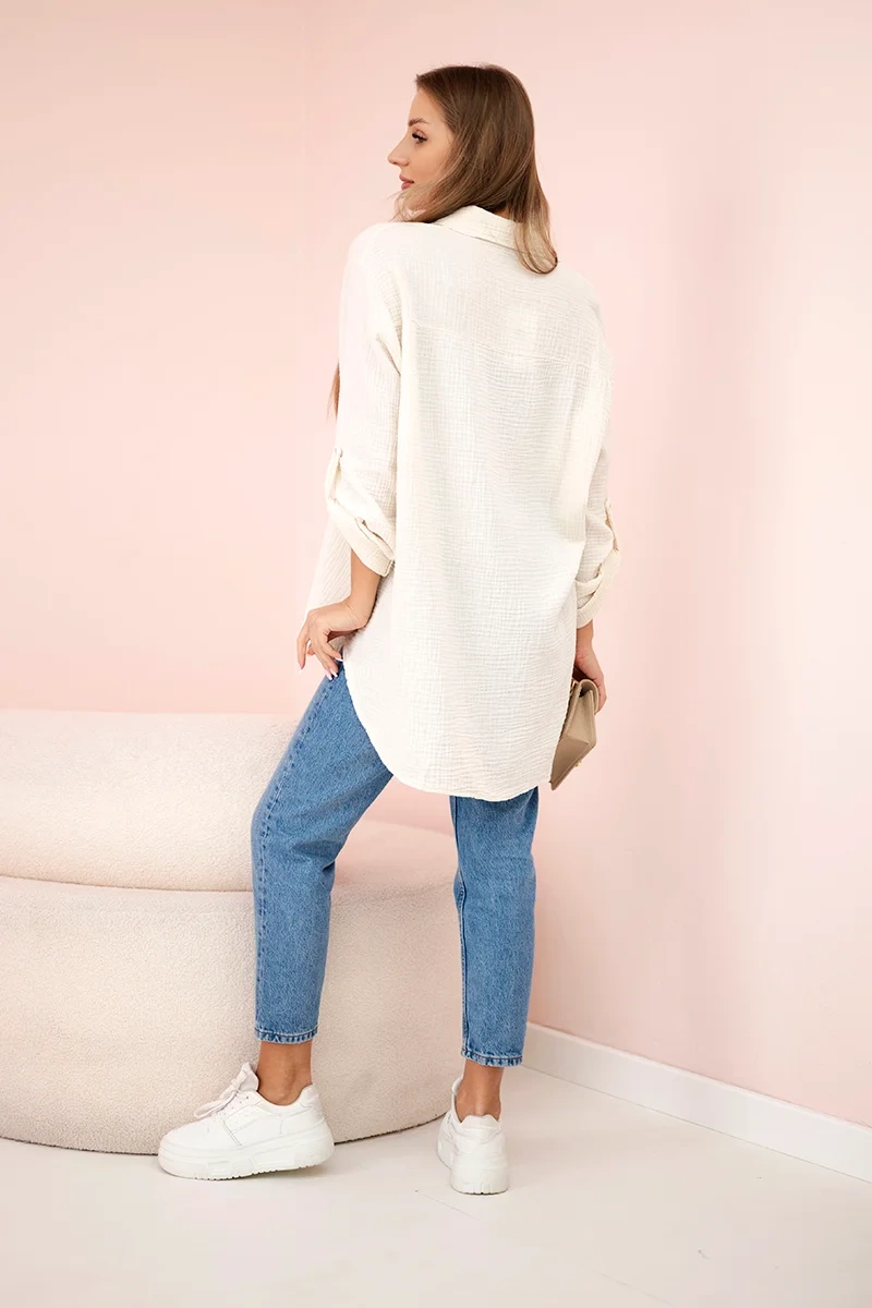 Kesi Włoski Cotton muslin shirt oversize light beige