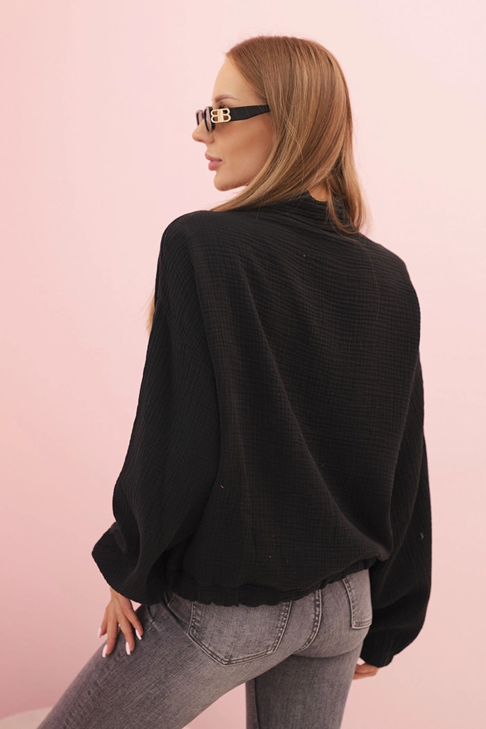 Kesi Włoski Women's muslin shirt with long sleeves black