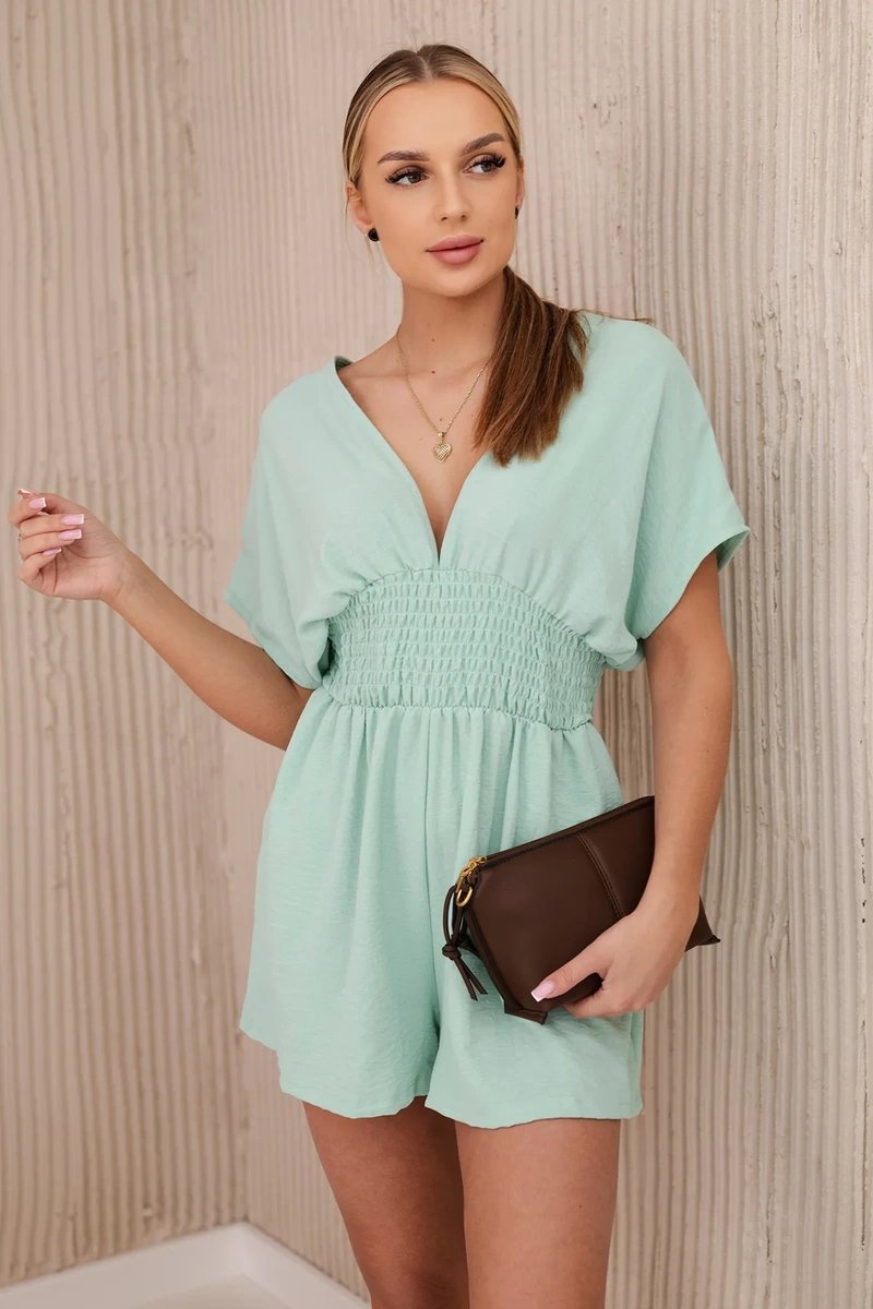 Dark Mint Jumpsuit With Ruffled Waistband