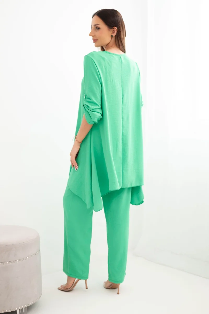 Set of blouse + trousers with pendant light green color