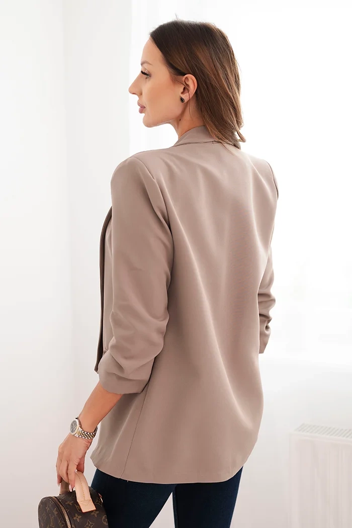 Kesi Włoski Women&#039;s unbuttoned blazer with lining S/M fango