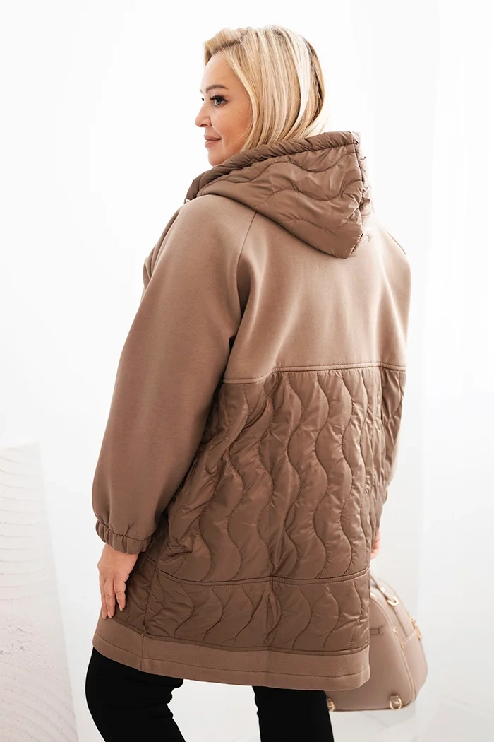 Kesi Women's quilted Plus Size hoodie with large pockets fango