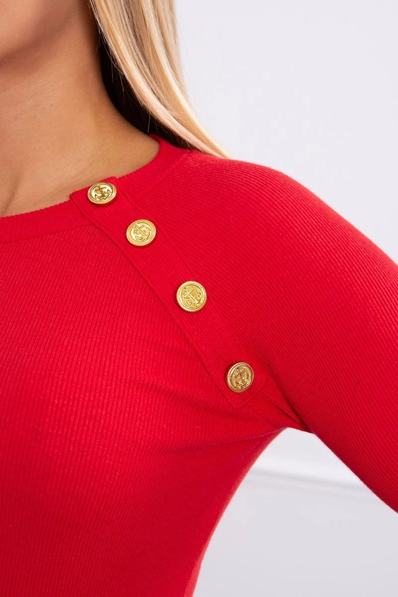 Kesi Blouse with decorative buttons red