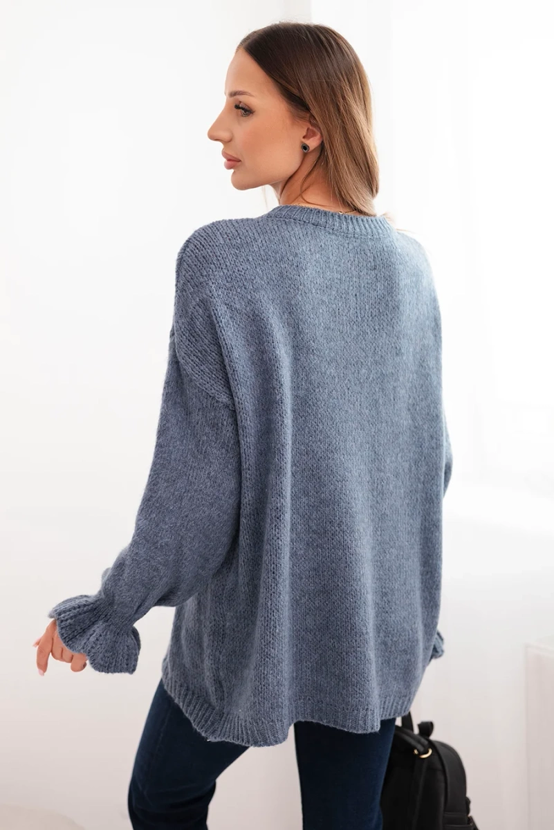 Kesi Włoski Women's sweater with mohair and wool blend in a loose fit denim