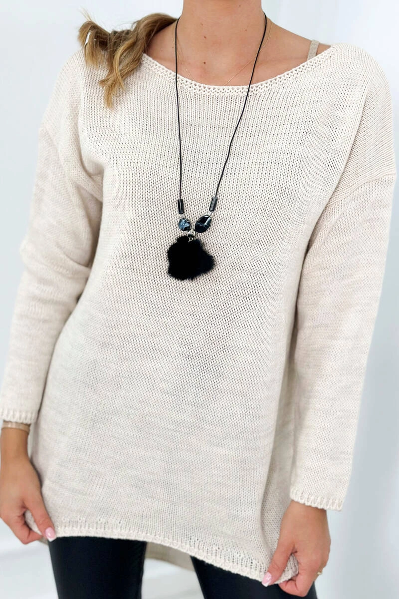 Sweater with necklace light beige