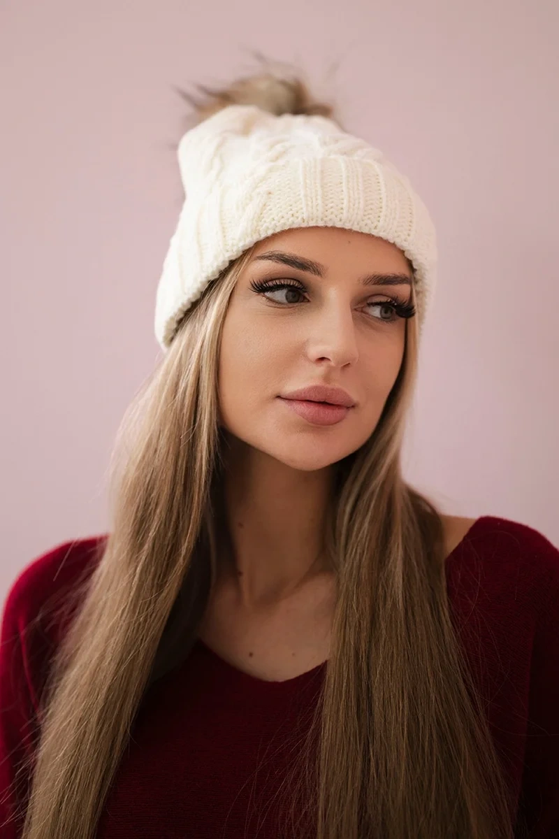 Kesi Čapica s fleece Warkocz K226 ecru