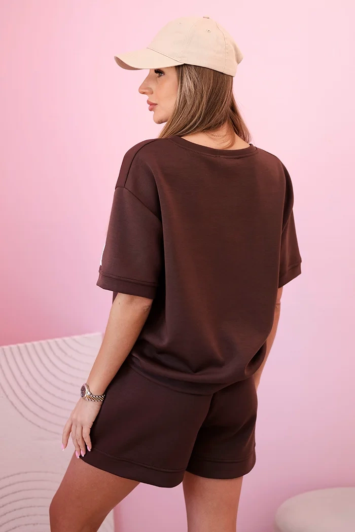 Kesi Włoski Women&#039;s butter set with high-waisted shorts brown