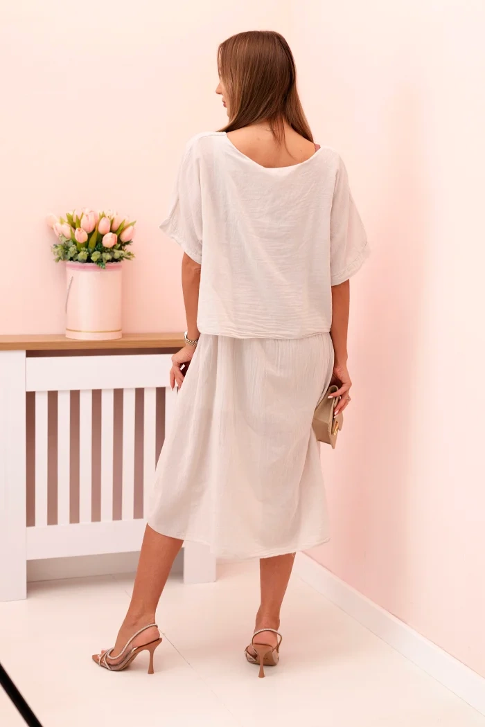 Kesi Włoski Women's cotton dress with a loose fit beige