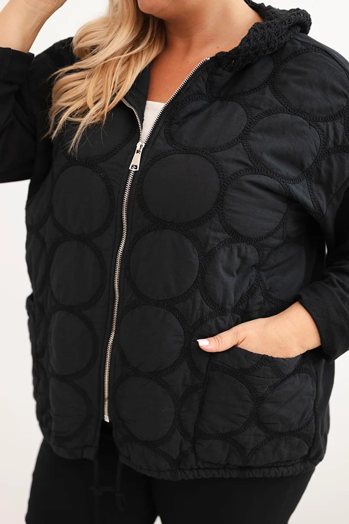 Kesi Włoski Women's Plus Size cotton zip-up sweatshirt black