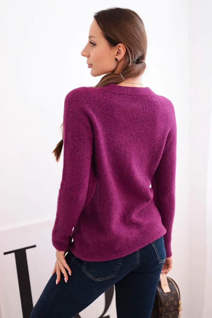 Kesi Włoski Women's sweater made of baby alpaca with long sleeves dark purple