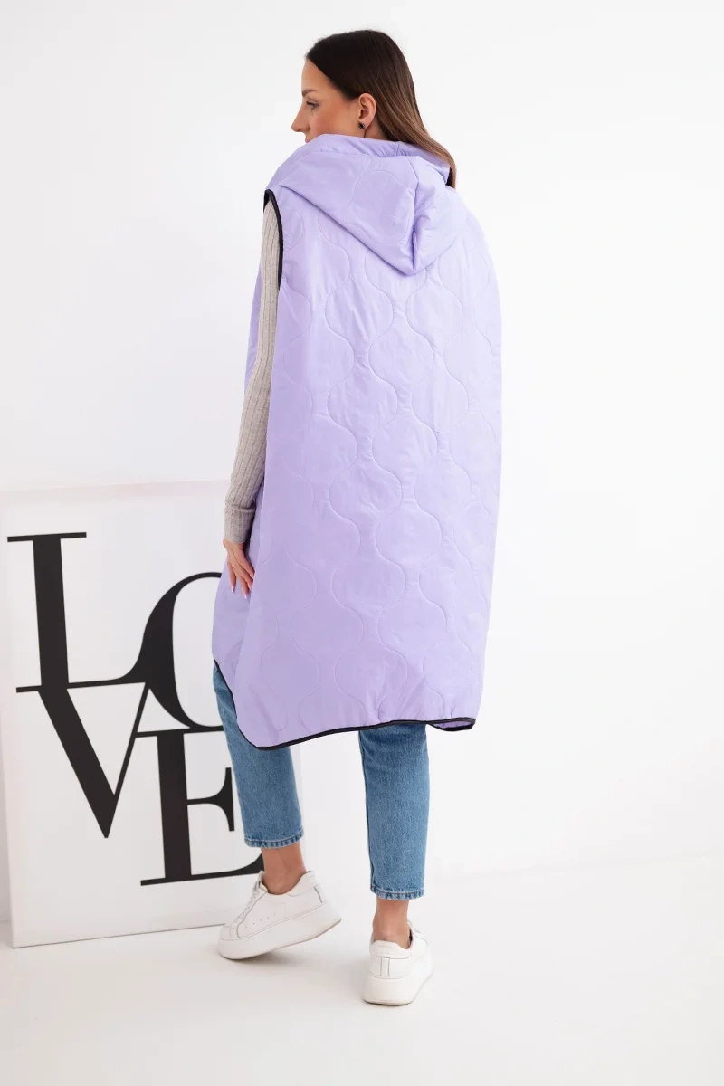 Kesi vláska dámska plus size prešívaná vesta s kapucňou