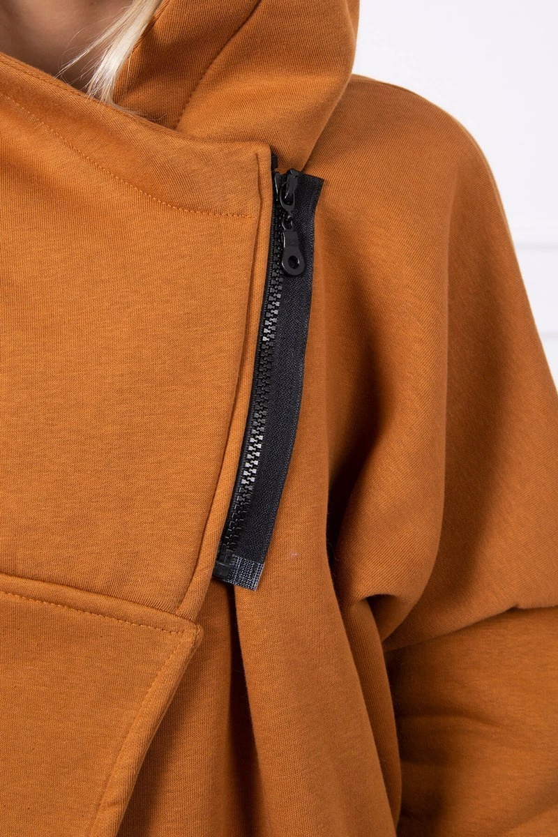 Kesi Sweatshirt with short zipper camel
