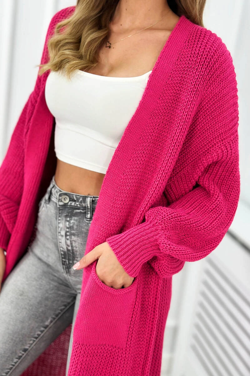 Long sweater fuchsia cardigan