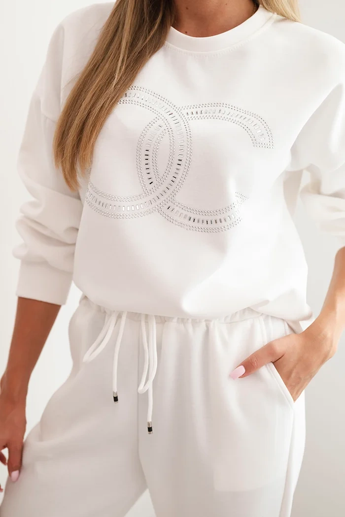 Kesi Włoski Women&#039;s set made of viscose with a decorative pattern and pants ecru