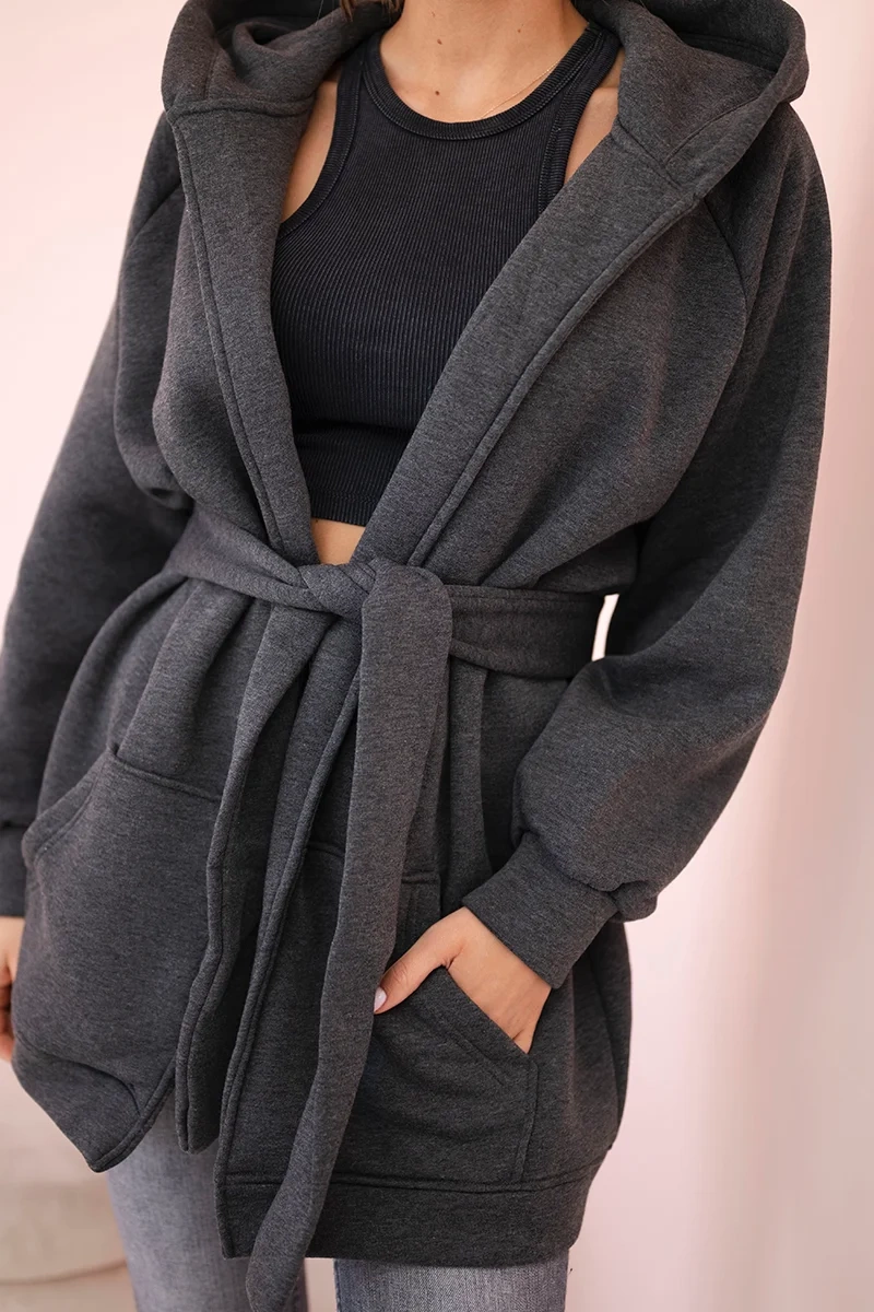 Insulated raincoat with graphite waist tie