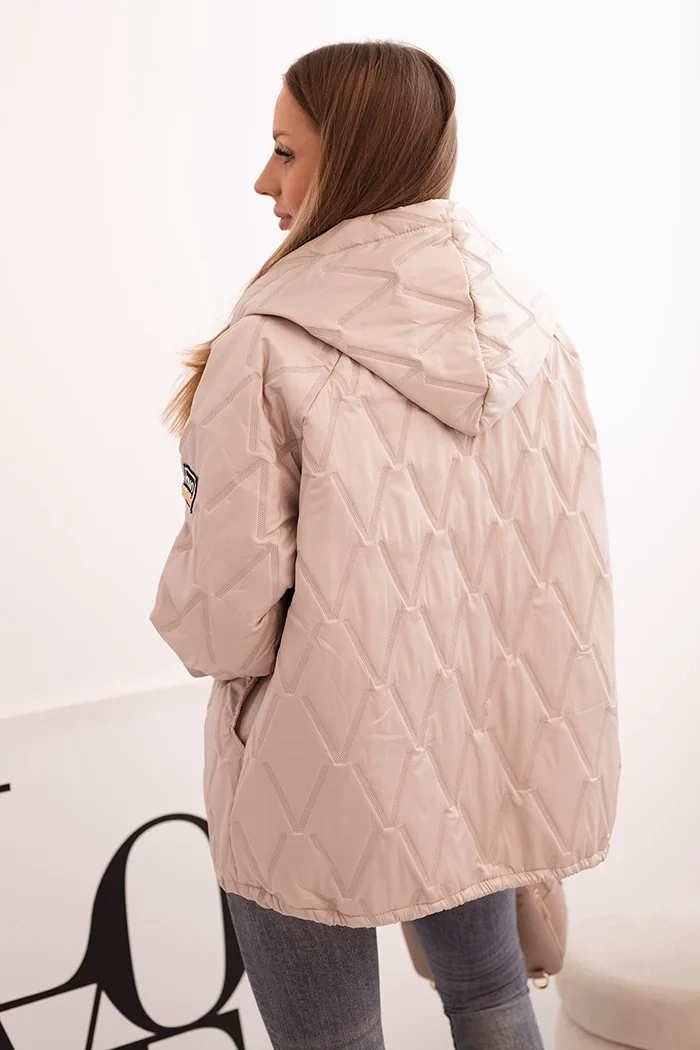 Kesi Włoski Women's quilted jacket with a hood dark beige
