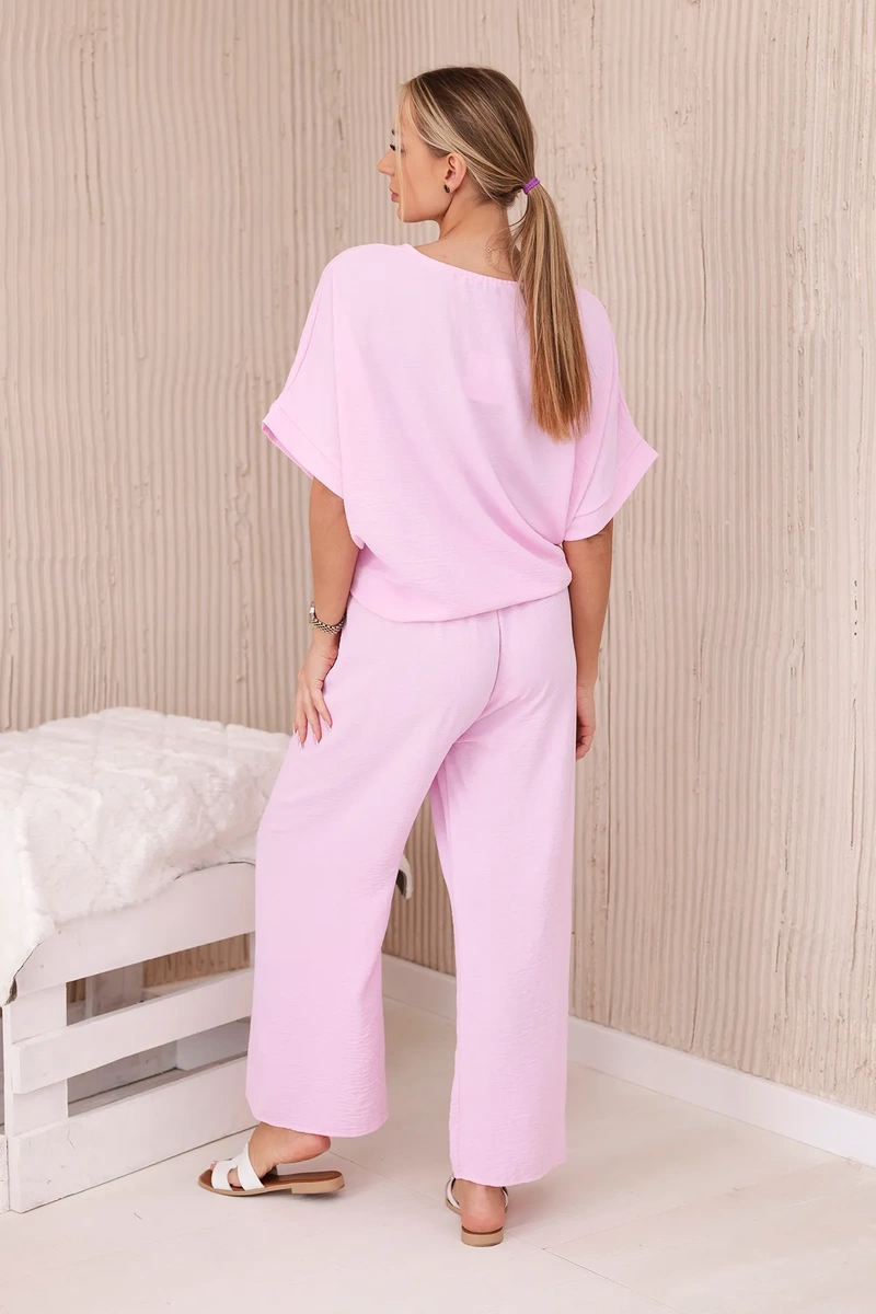 Women&#039;s set blouse + trousers - light pink