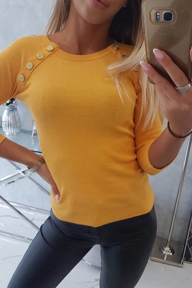 Kesi Blouse with decorative buttons mustard