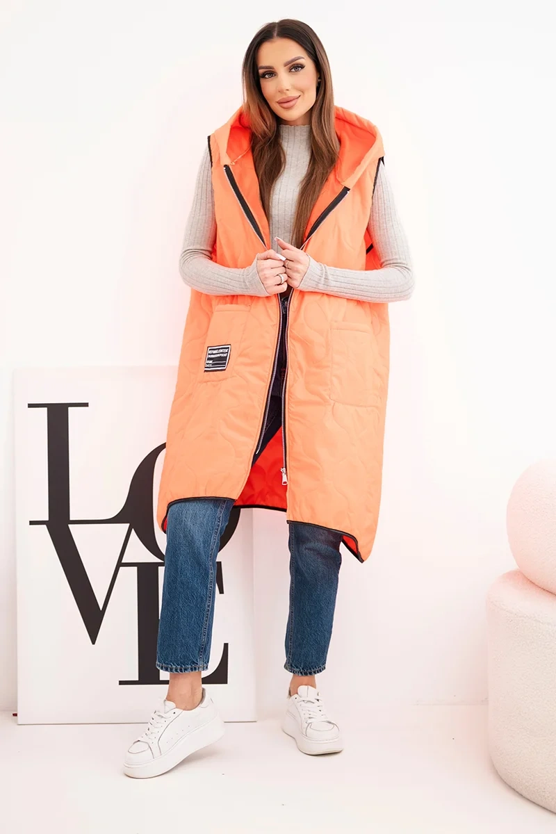 Dámska prešívaná vesta Kesi Włoski, plus size, oranžová