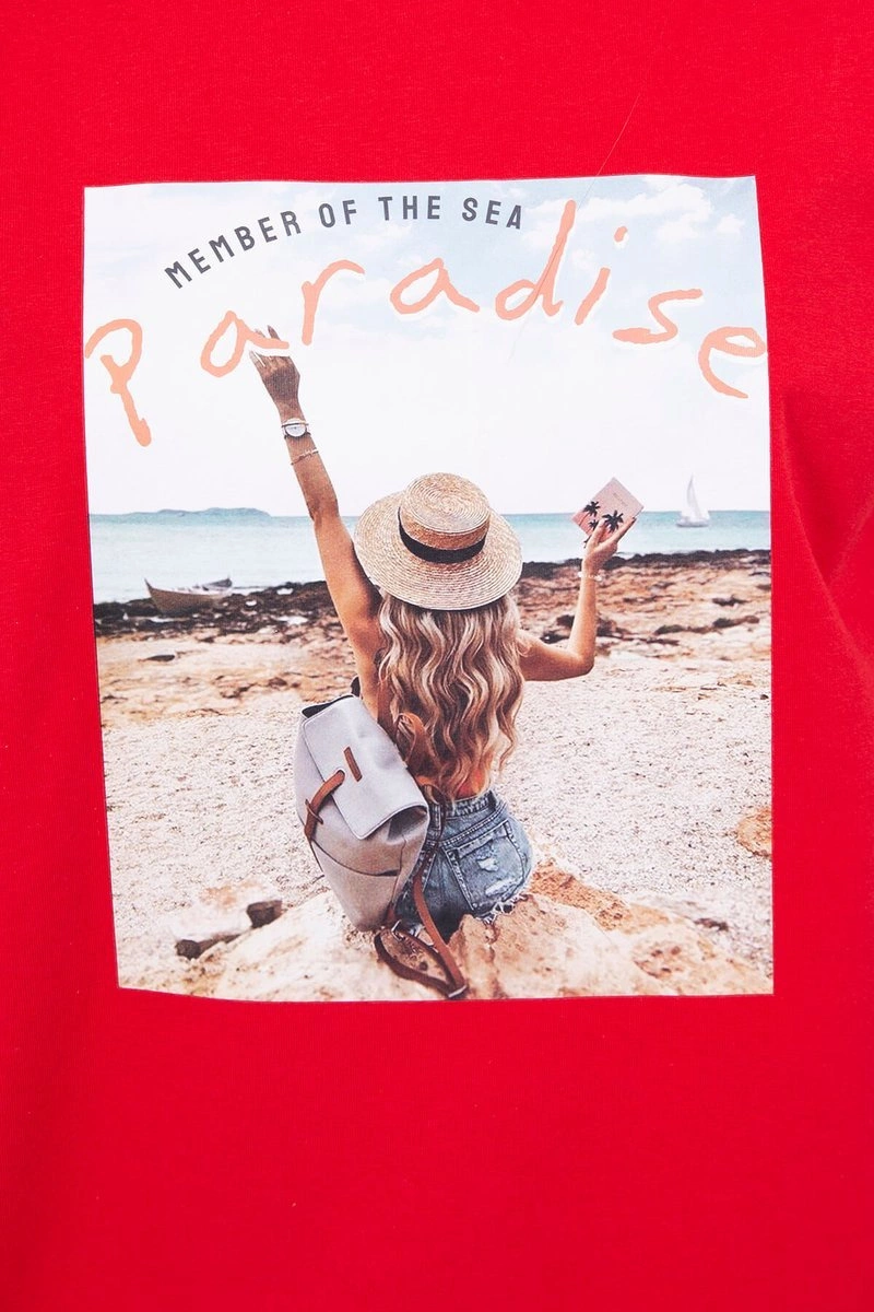 Blouse with Paradise red print