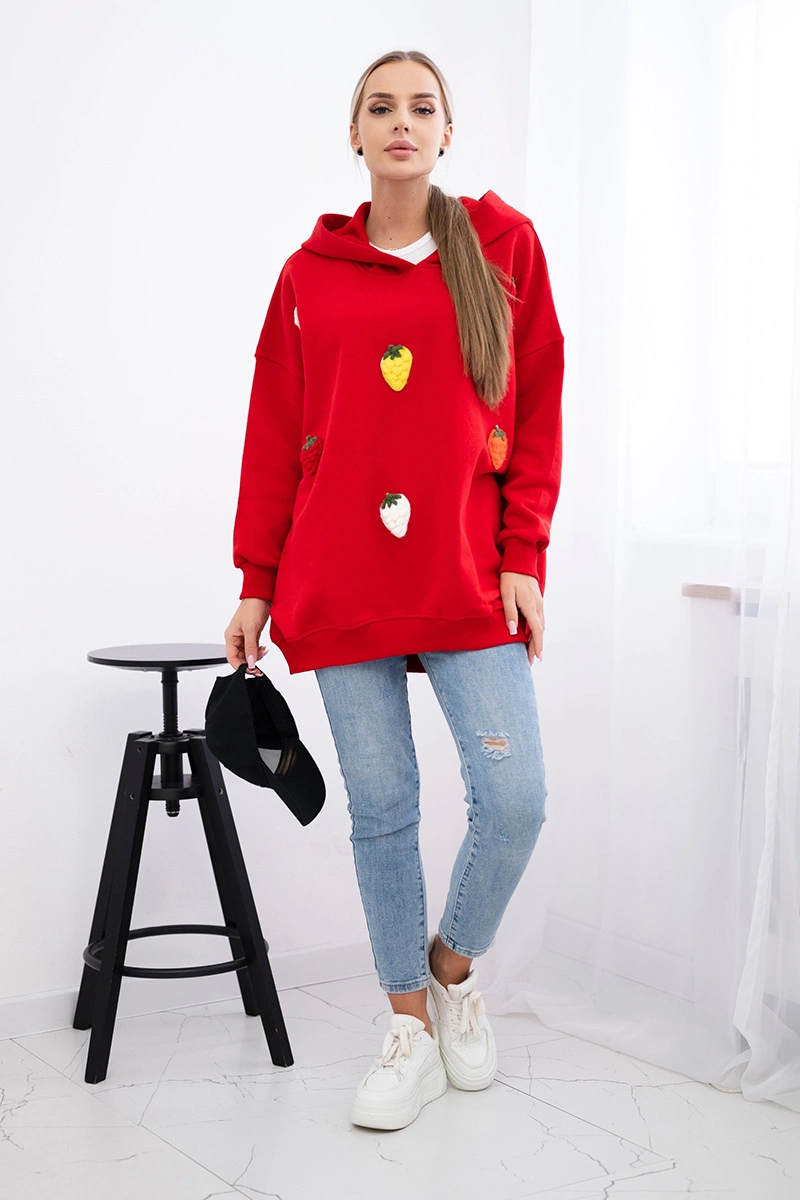 Insulated sweatshirt with a red strawberry motif