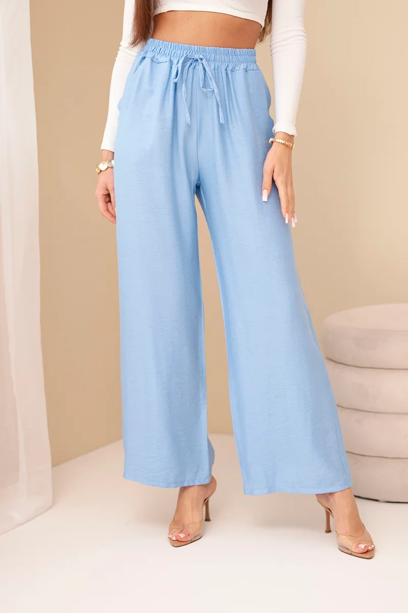 Viscose wide blue trousers