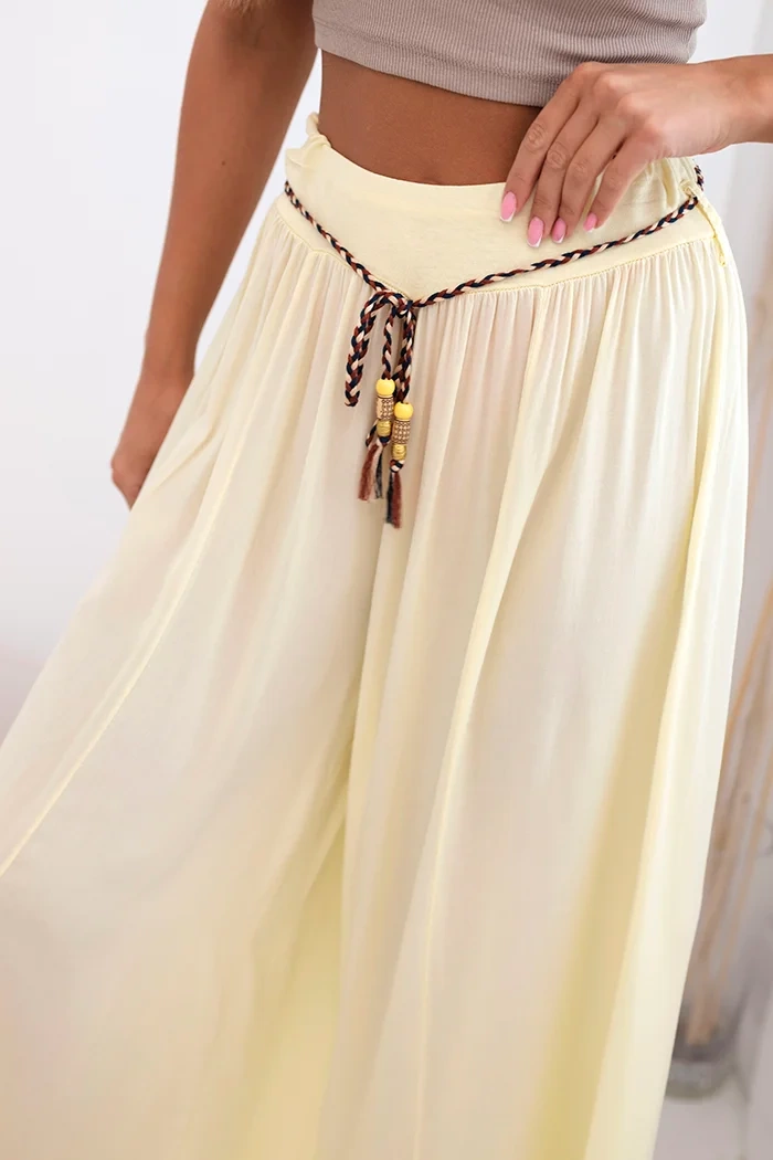 Kesi Włoski Women's wide-leg viscose trousers yellow