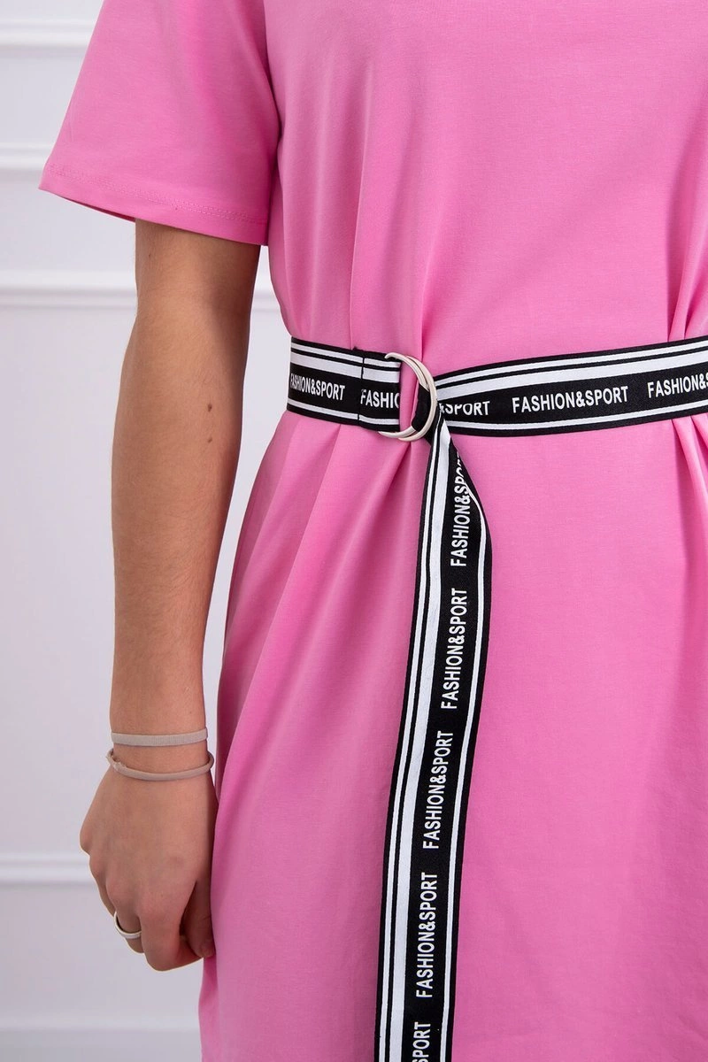 Dress with decorative belt light pink
