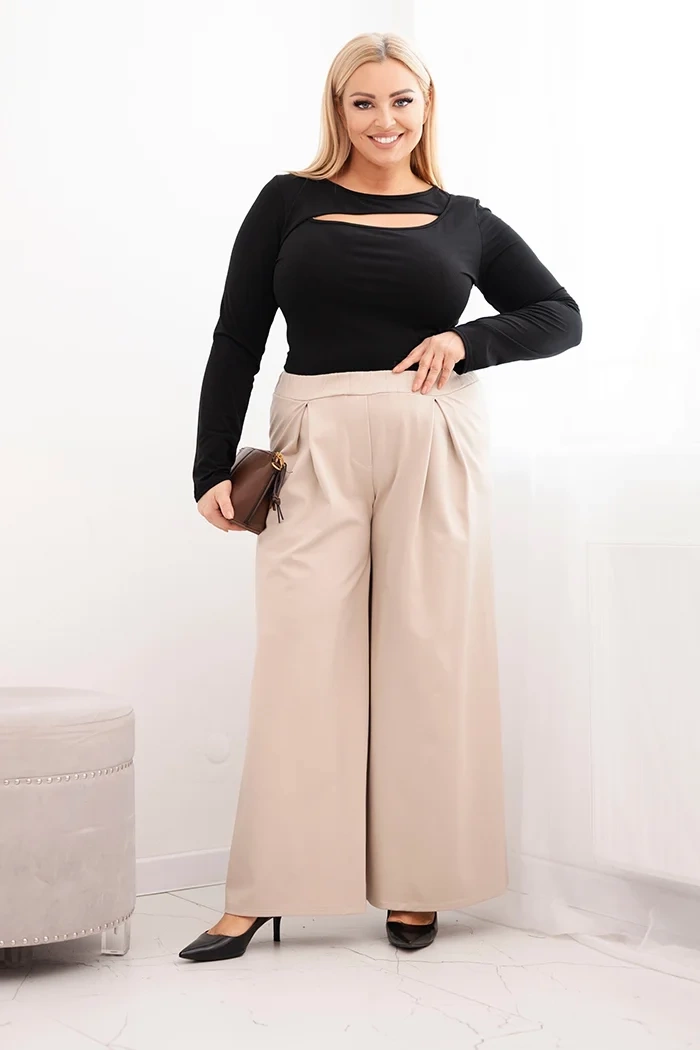 Plus size nohavice s širokými nohavicami