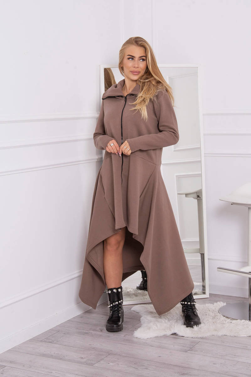 Insulated mocha dress with longer sides