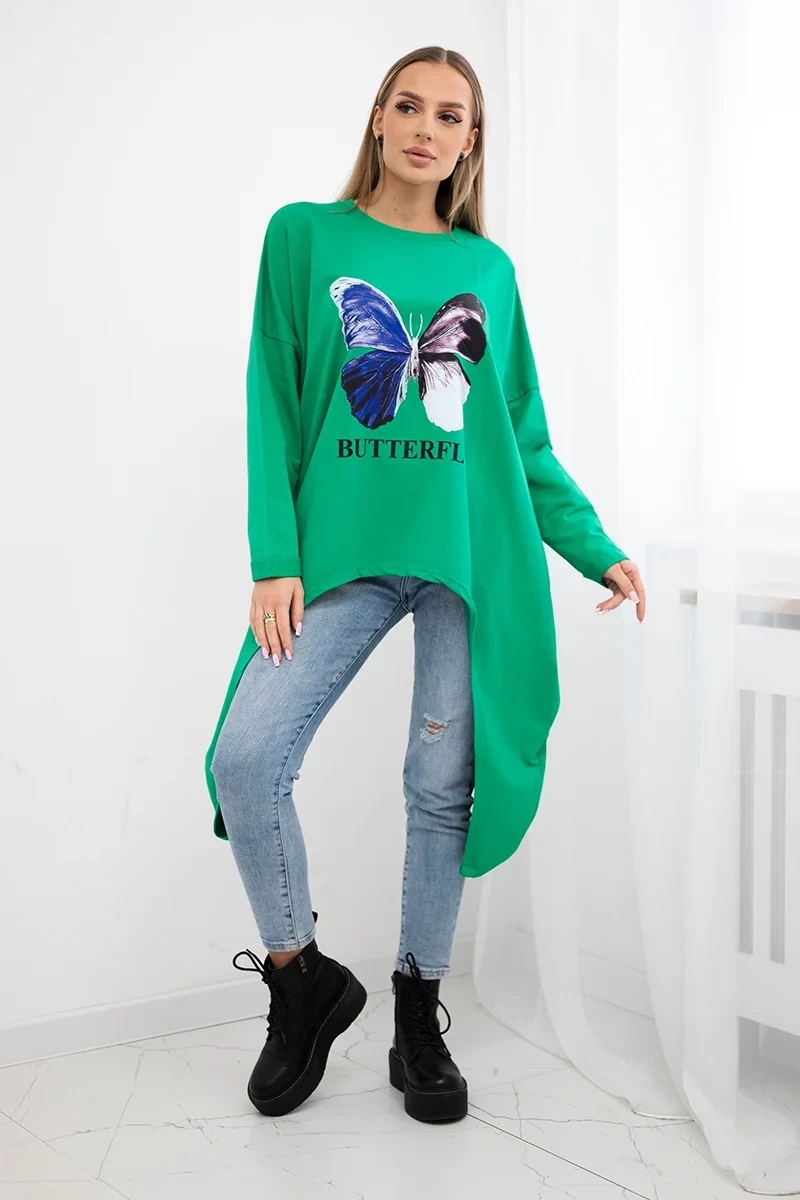 Oversize print blouse light green