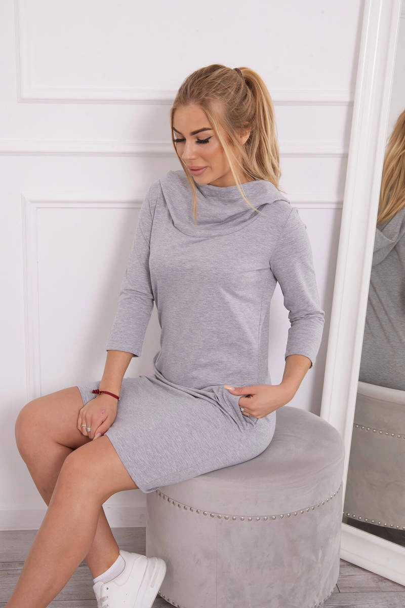 Dress with hood and pockets gray