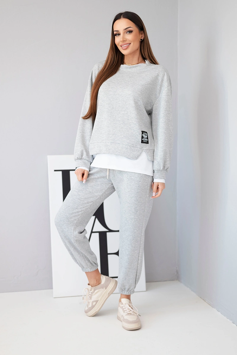 Kesi Włoski Women's set with a loose sweatshirt and sweatpants butter gray mélange